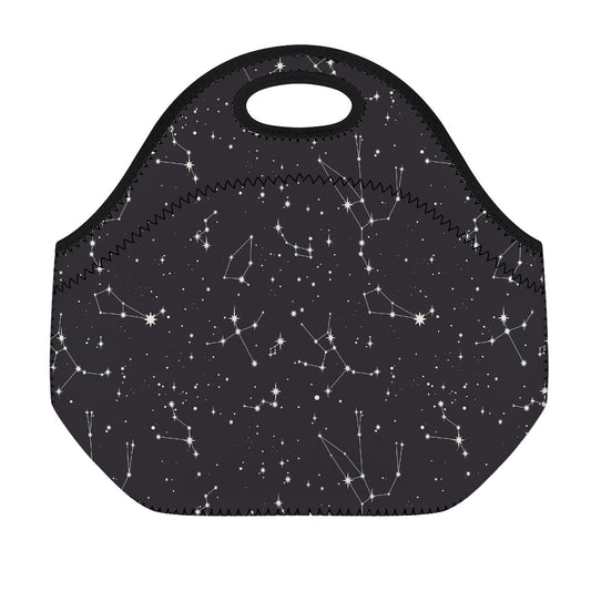 Black And White Zodiac Stars Print Neoprene Lunch Bag