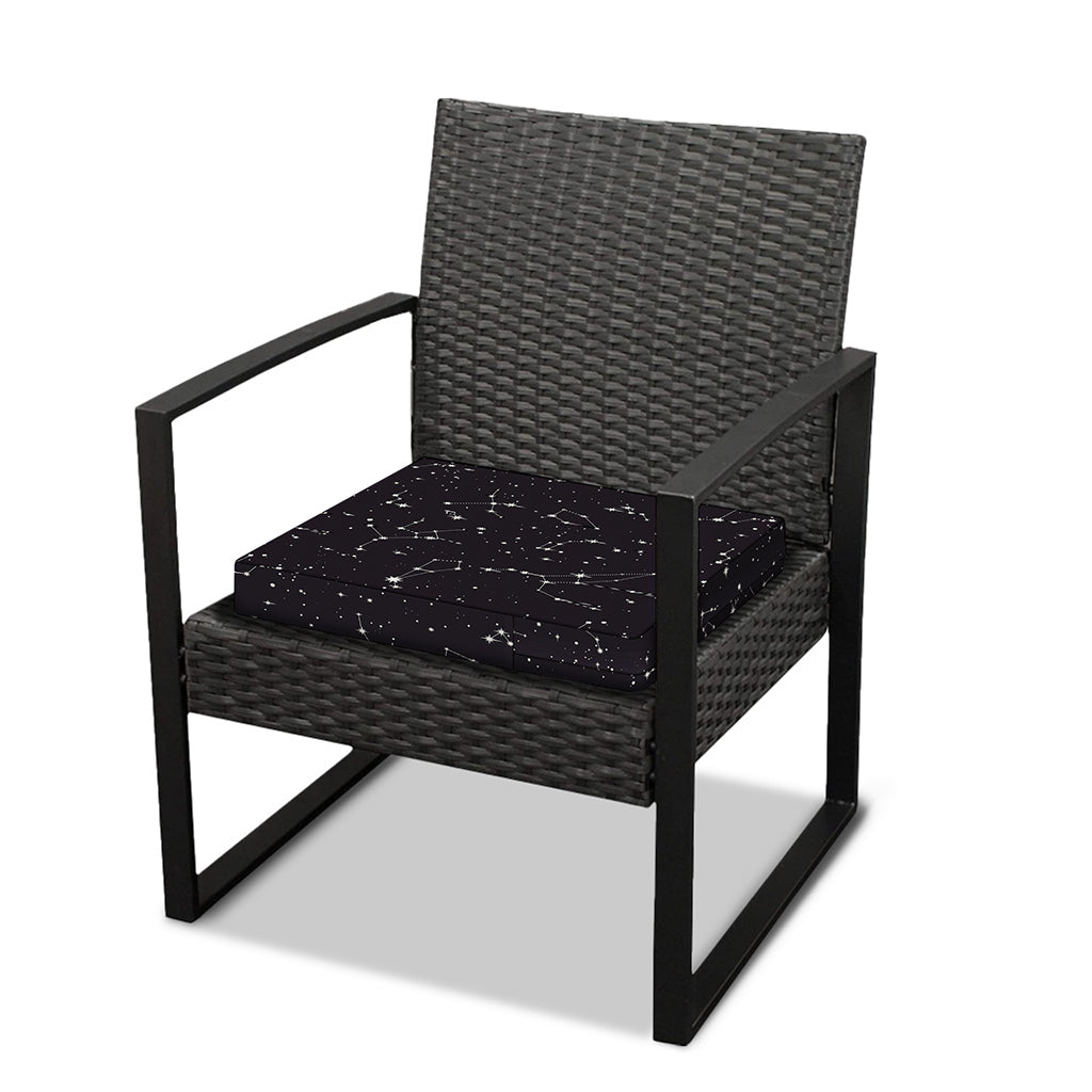 Black And White Zodiac Stars Print Outdoor Seat Cushion Cover