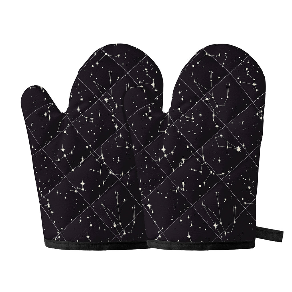 Black And White Zodiac Stars Print Oven Mitts