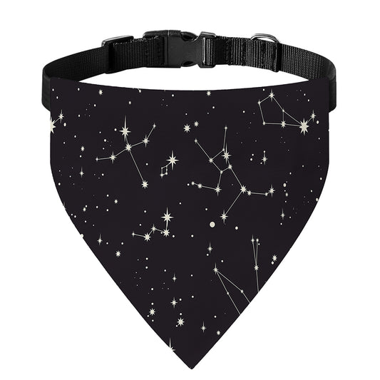Black And White Zodiac Stars Print Over The Collar Dog Bandana