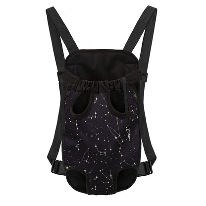 Black And White Zodiac Stars Print Pet Carrier Backpack