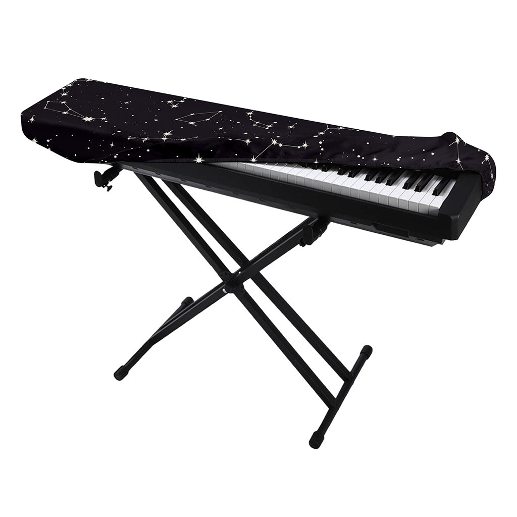 Black And White Zodiac Stars Print Piano Keyboard Cover