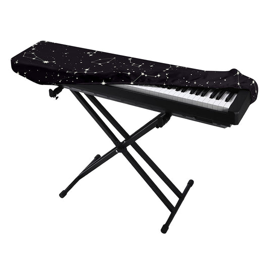 Black And White Zodiac Stars Print Piano Keyboard Cover
