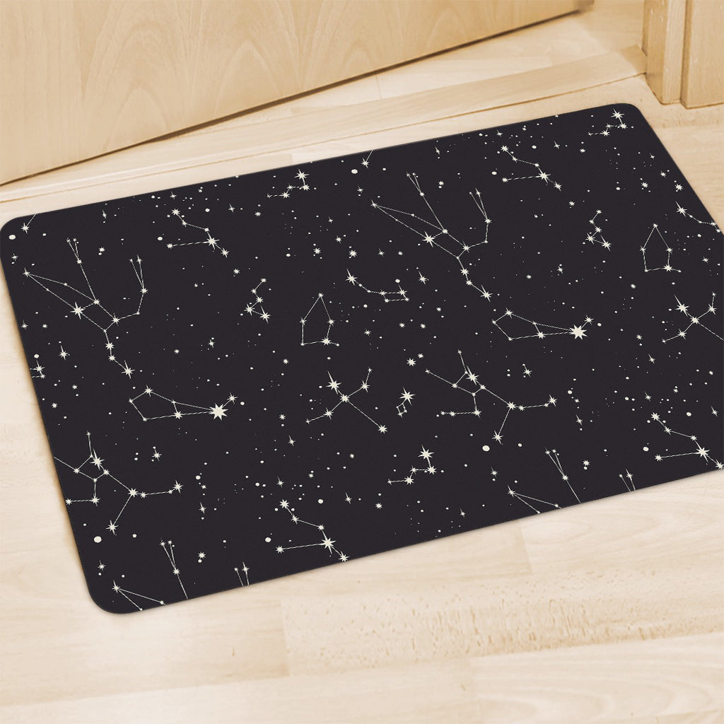 Black And White Zodiac Stars Print Polyester Doormat