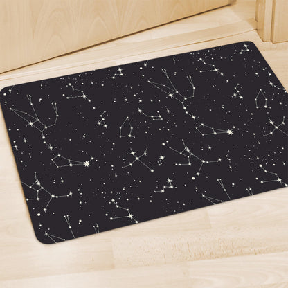 Black And White Zodiac Stars Print Polyester Doormat