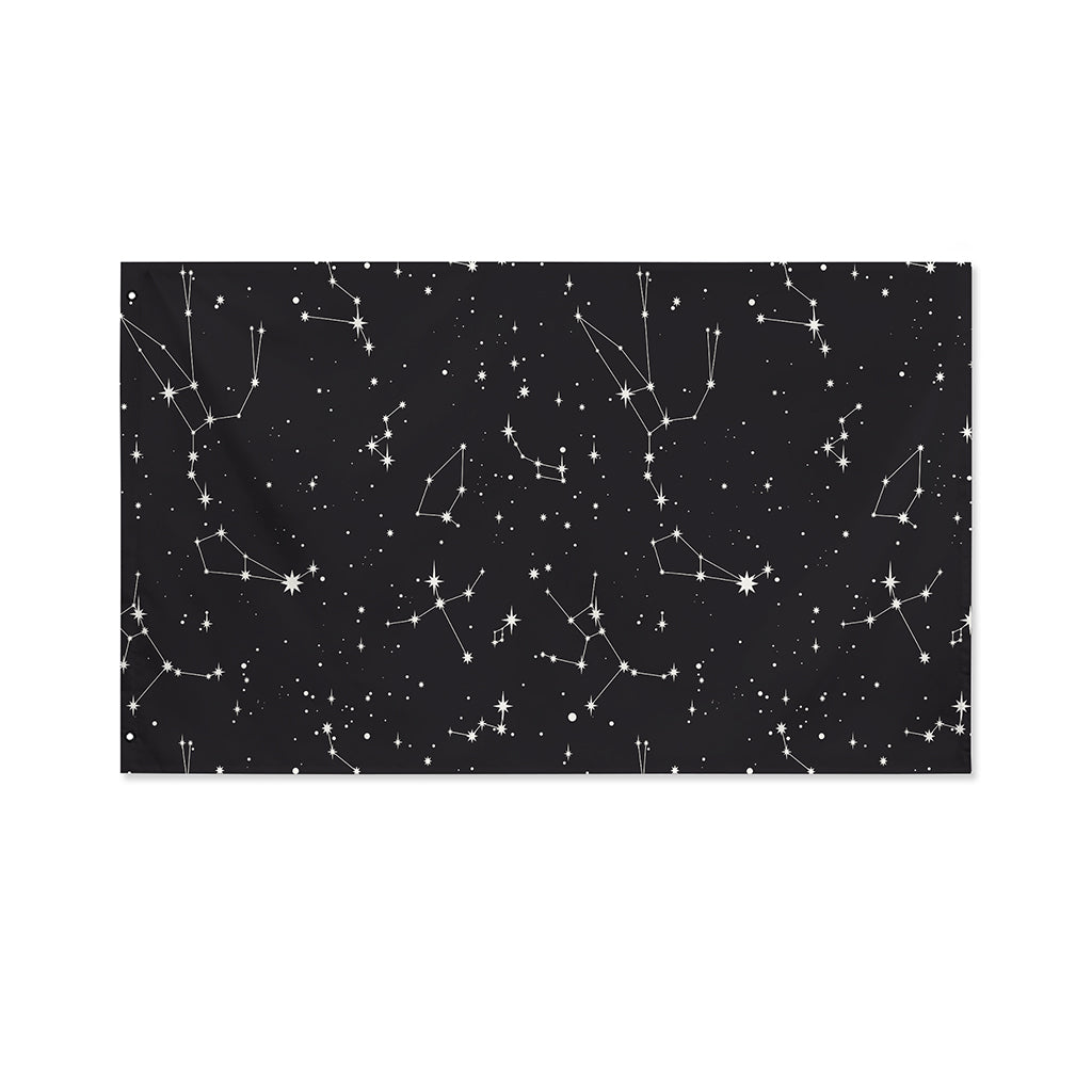 Black And White Zodiac Stars Print Polyester Flag