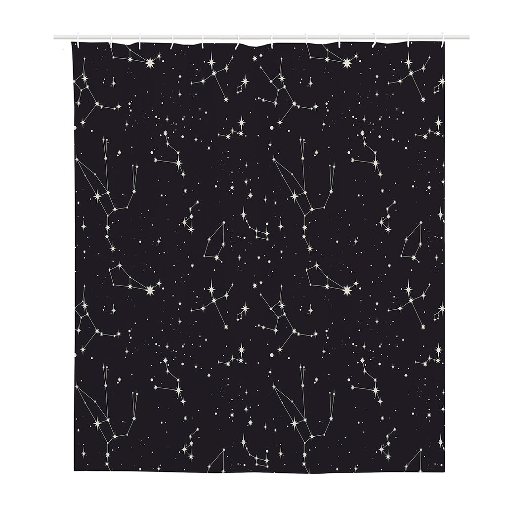 Black And White Zodiac Stars Print Polyester Shower Curtain