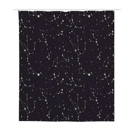 Black And White Zodiac Stars Print Polyester Shower Curtain