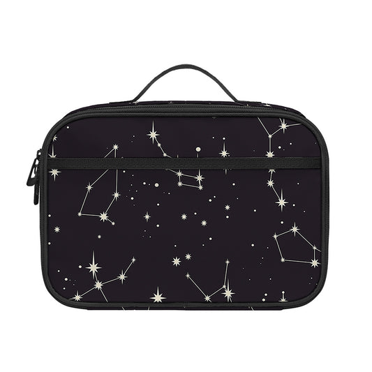 Black And White Zodiac Stars Print Portable Lunch Bag