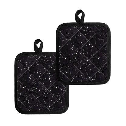 Black And White Zodiac Stars Print Pot Holders