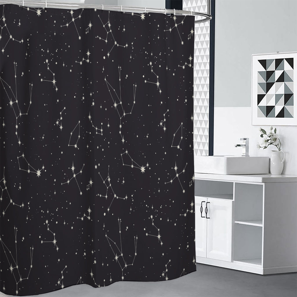 Black And White Zodiac Stars Print Premium Shower Curtain