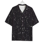 Black And White Zodiac Stars Print Rayon Hawaiian Shirt