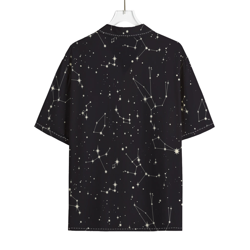 Black And White Zodiac Stars Print Rayon Hawaiian Shirt