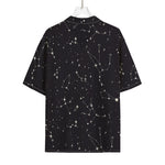 Black And White Zodiac Stars Print Rayon Hawaiian Shirt