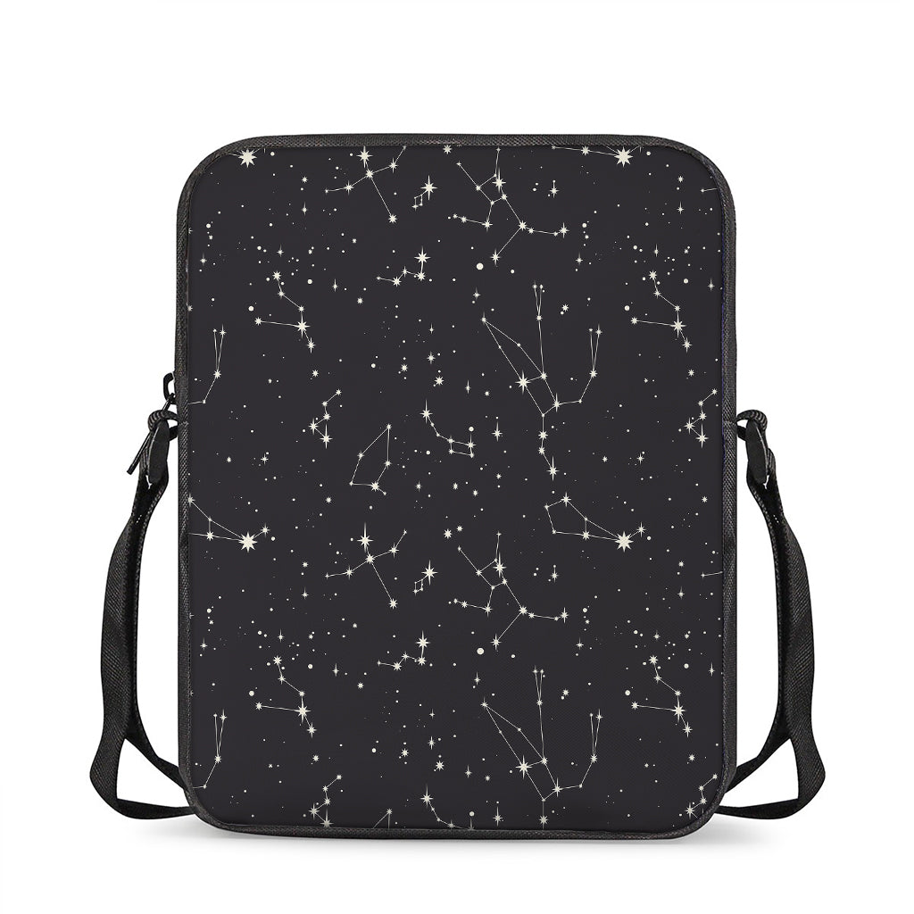 Black And White Zodiac Stars Print Rectangular Crossbody Bag