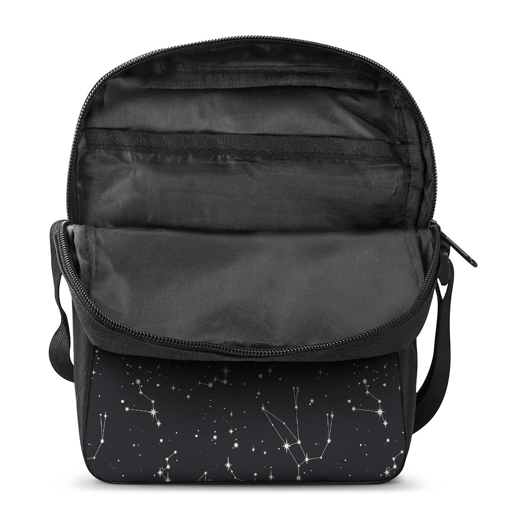 Black And White Zodiac Stars Print Rectangular Crossbody Bag