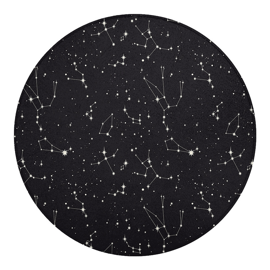 Black And White Zodiac Stars Print Round Blanket