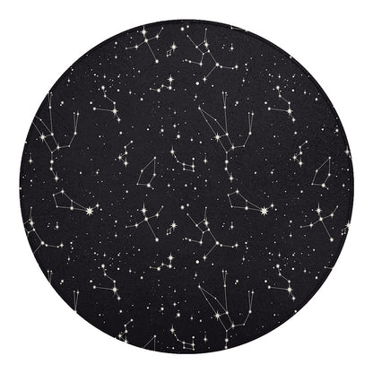 Black And White Zodiac Stars Print Round Blanket