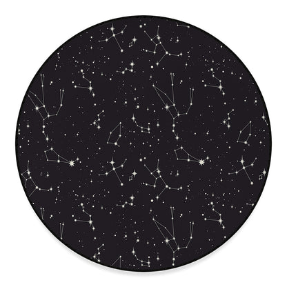 Black And White Zodiac Stars Print Round Floor Mat