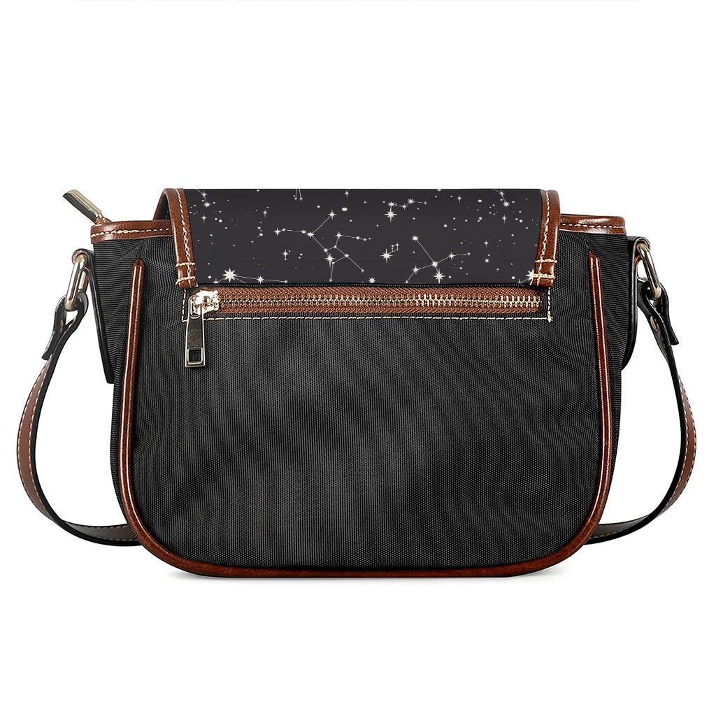 Black And White Zodiac Stars Print Saddle Bag
