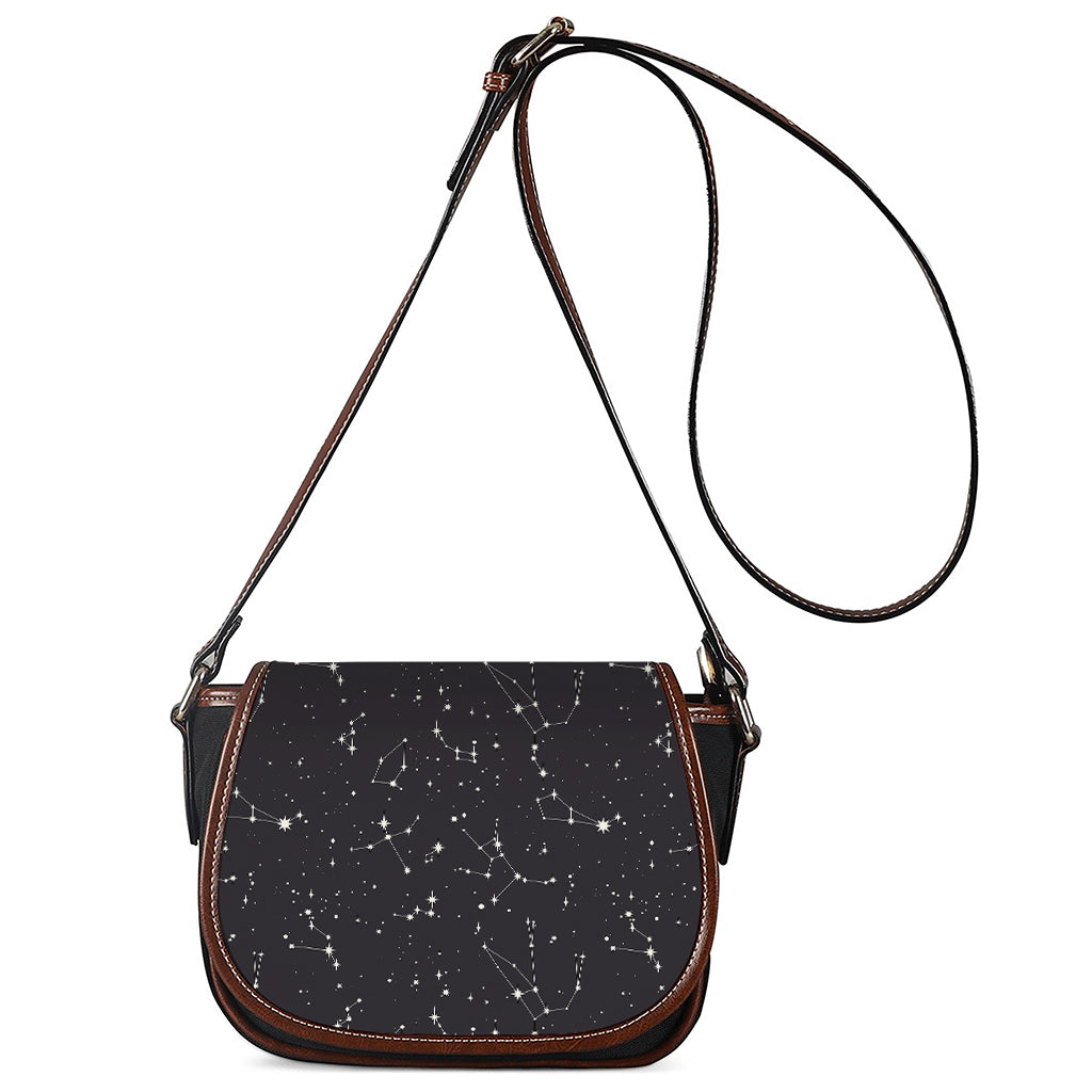 Black And White Zodiac Stars Print Saddle Bag