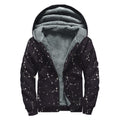 Black And White Zodiac Stars Print Sherpa Lined Zip Up Hoodie