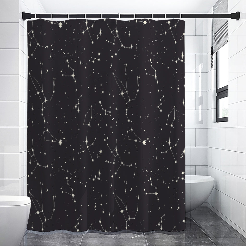 Black And White Zodiac Stars Print Shower Curtain