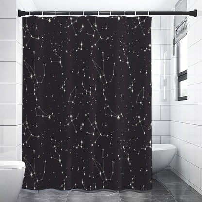 Black And White Zodiac Stars Print Shower Curtain