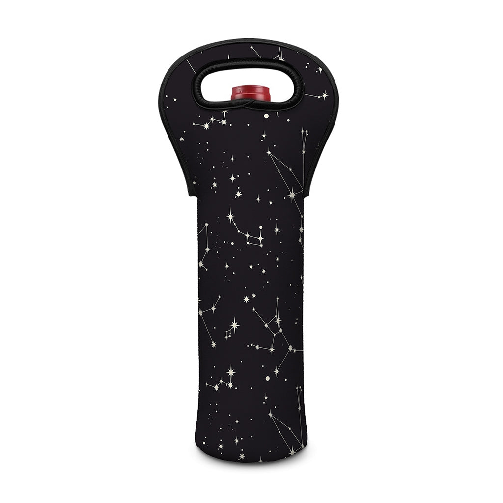 Black And White Zodiac Stars Print Single Neoprene Wine Tote