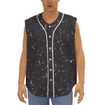 Black And White Zodiac Stars Print Sleeveless Baseball Jersey
