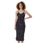 Black And White Zodiac Stars Print Slim Fit Midi Cami Dress