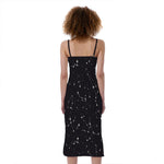 Black And White Zodiac Stars Print Slim Fit Midi Cami Dress