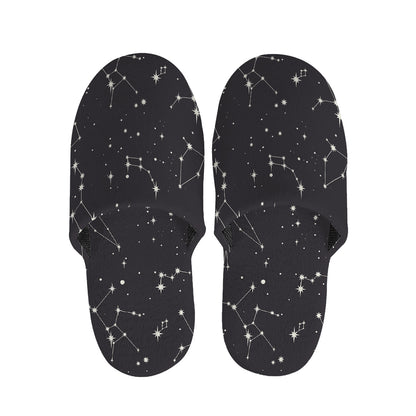 Black And White Zodiac Stars Print Slippers