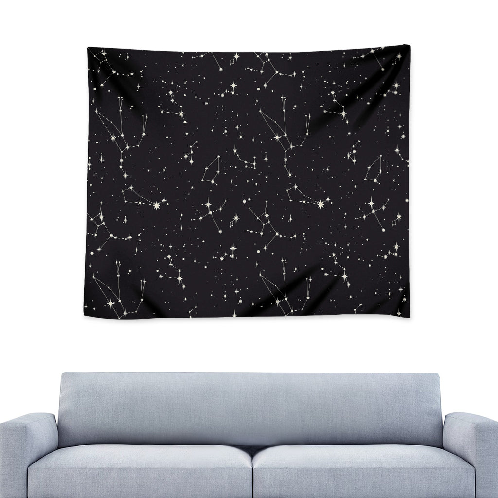 Black And White Zodiac Stars Print Tapestry