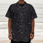 Black And White Zodiac Stars Print Textured Short Sleeve Shirt