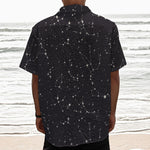 Black And White Zodiac Stars Print Textured Short Sleeve Shirt