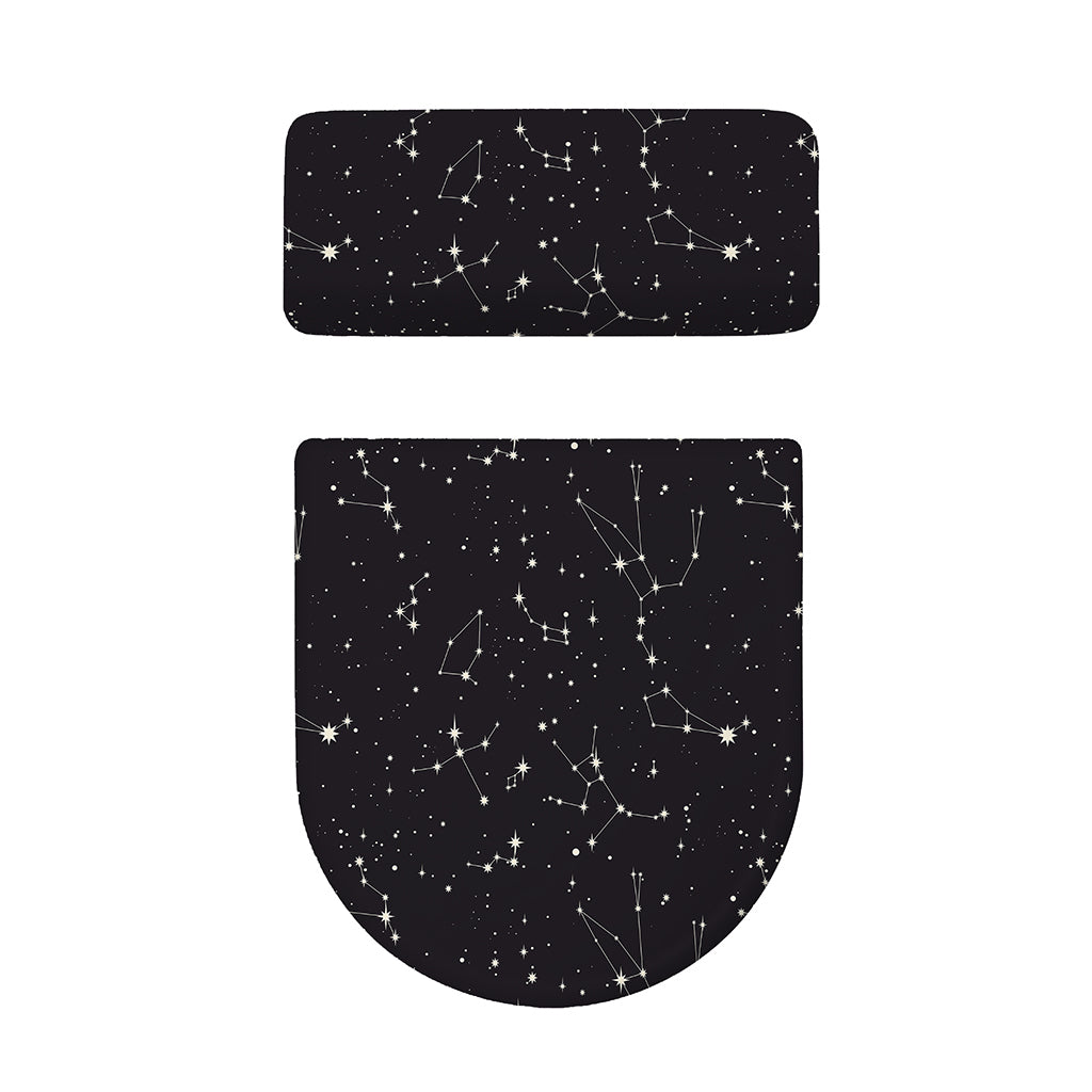 Black And White Zodiac Stars Print Toilet Lid And Tank Cover Set
