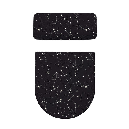 Black And White Zodiac Stars Print Toilet Lid And Tank Cover Set