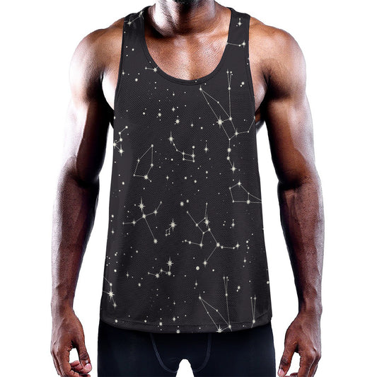 Black And White Zodiac Stars Print Training Tank Top