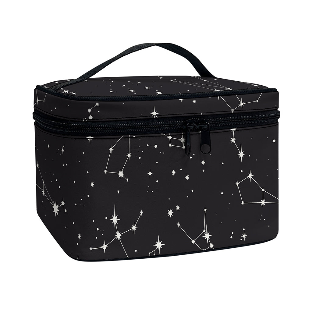 Black And White Zodiac Stars Print Travel Makeup Bag