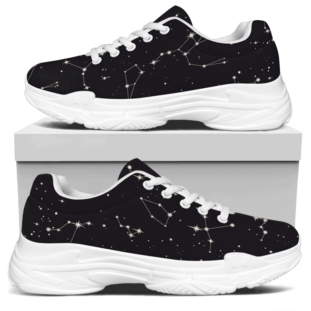 Black And White Zodiac Stars Print White Chunky Shoes