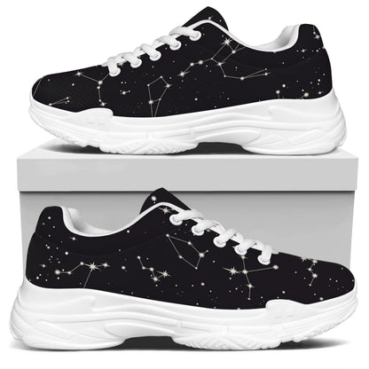 Black And White Zodiac Stars Print White Chunky Shoes