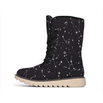 Black And White Zodiac Stars Print Winter Boots