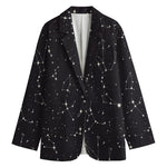 Black And White Zodiac Stars Print Women's Blazer