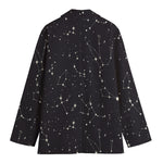 Black And White Zodiac Stars Print Women's Blazer