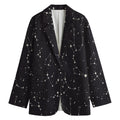 Black And White Zodiac Stars Print Women's Cotton Blazer