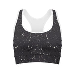 Black And White Zodiac Stars Print Women's Sports Bra