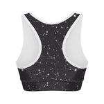 Black And White Zodiac Stars Print Women's Sports Bra
