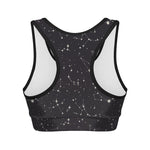 Black And White Zodiac Stars Print Women's Sports Bra