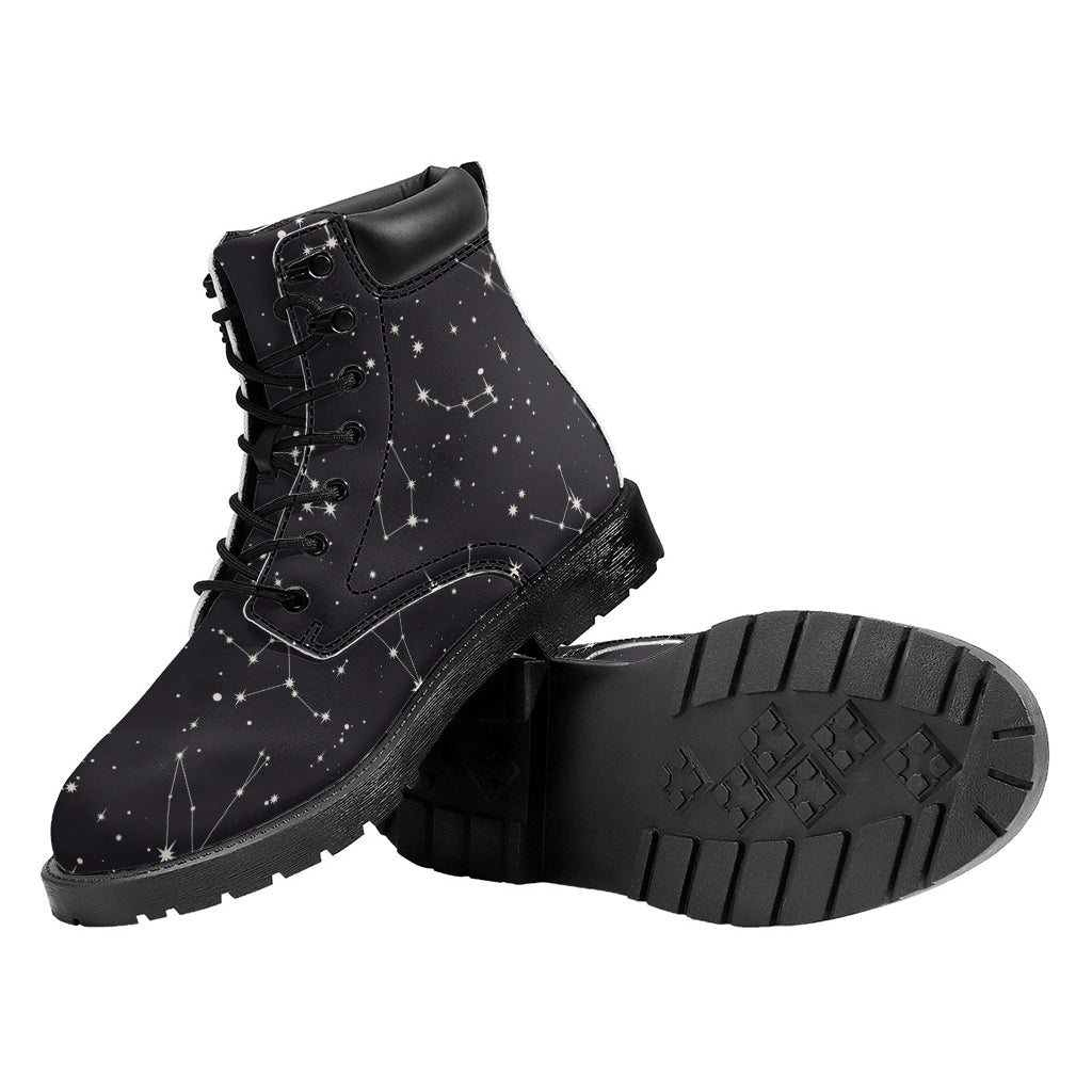 Black And White Zodiac Stars Print Work Boots